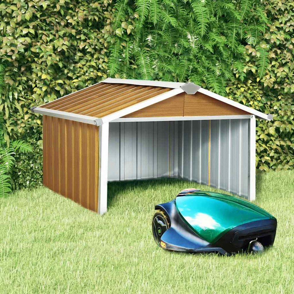 vidaXL Skjul för robotgräsklippare 92x97x63 cm galvaniserat stål brun
