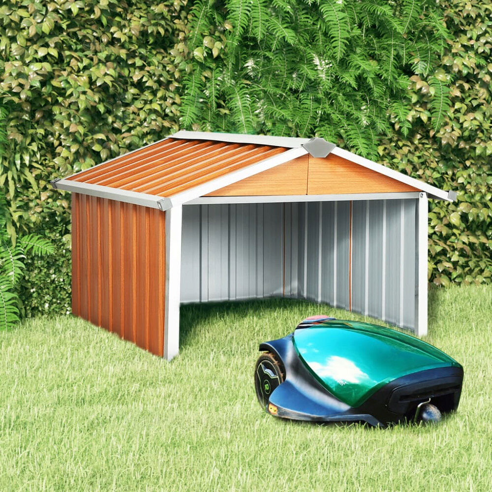 vidaXL Skjul för robotgräsklippare 92x97x63 cm galvaniserat stål brun