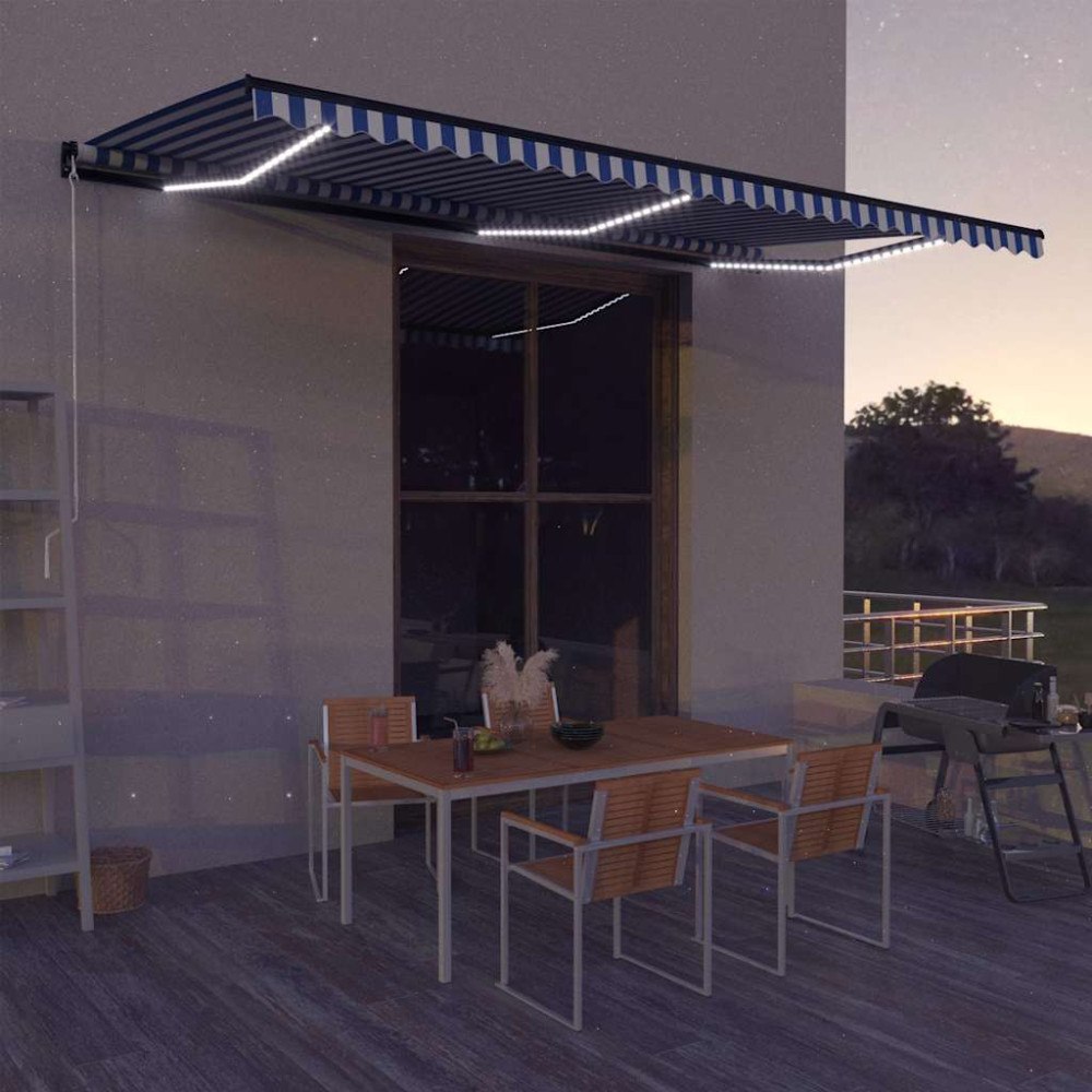vidaXL Manuell markis med solcellsdriven LED-belysning 6 x 3 m