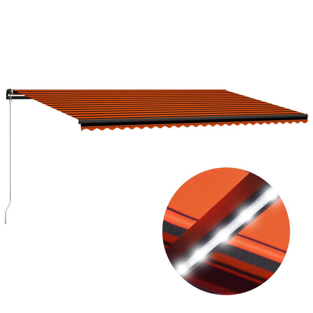 vidaXL Manuell markis med solcellsdriven LED-belysning 6 x 3 m