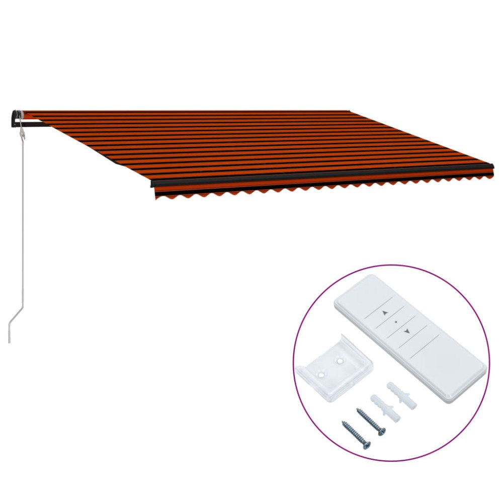 vidaXL Elektrisk Markis 6 x 3 m Orange- och brunrandig (horisontell)