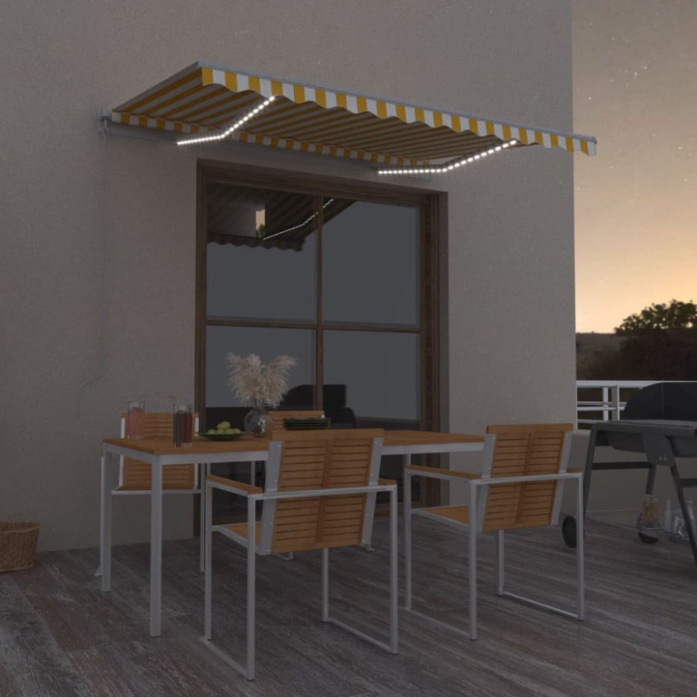 vidaXL Manuell markis med solcellsdriven LED-belysning 3,5 x 2,5 m