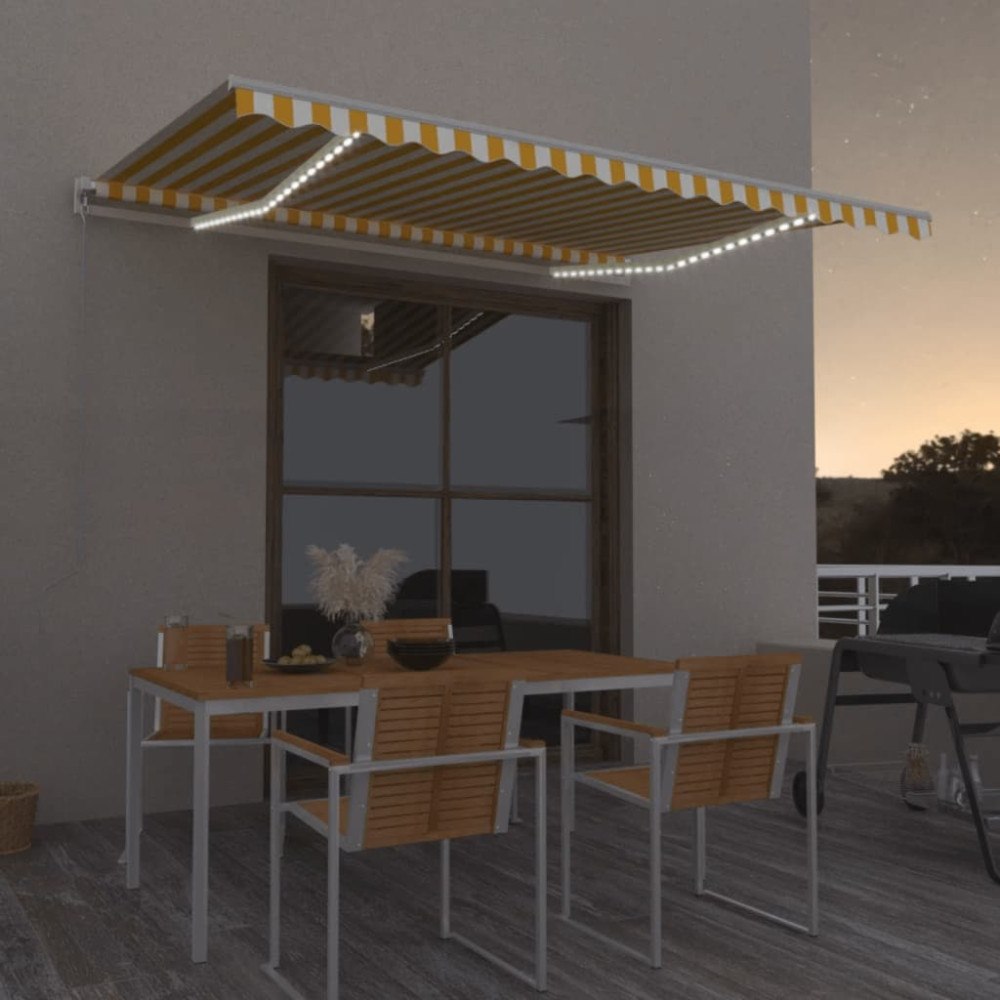 vidaXL Manuell markis med solcellsdriven LED-belysning 4,5 x 3,5 m
