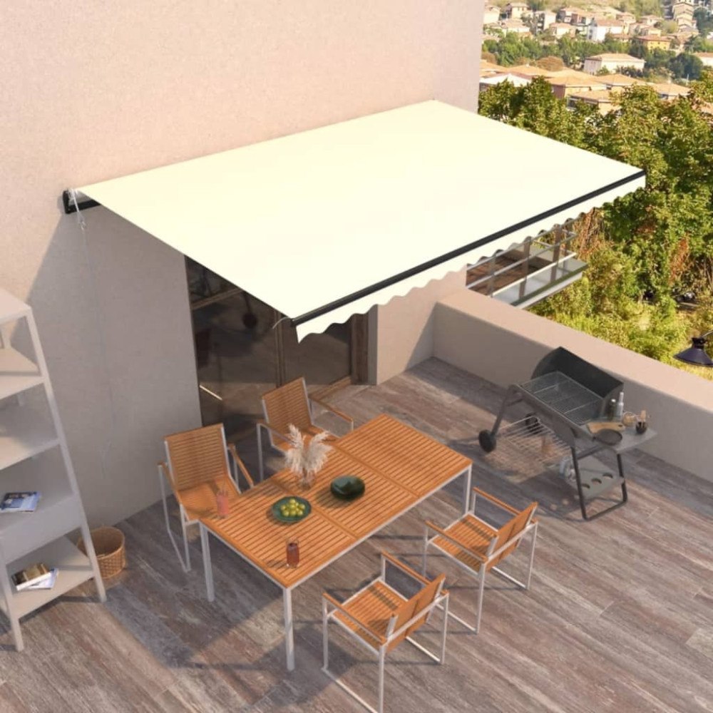 vidaXL Markis automatiskt infällbar 500x350 cm gräddvit