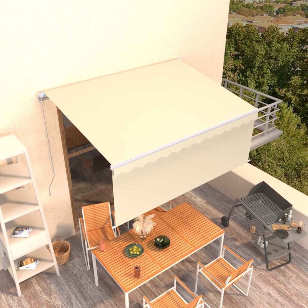 vidaXL Manuell markis med rullgardin 3x2,5m cm gräddvit
