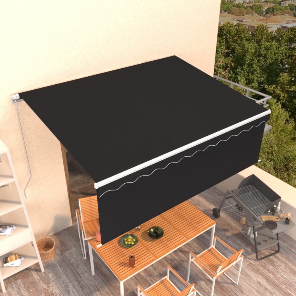vidaXL Manuell markis med rullgardin 4x3m antracit
