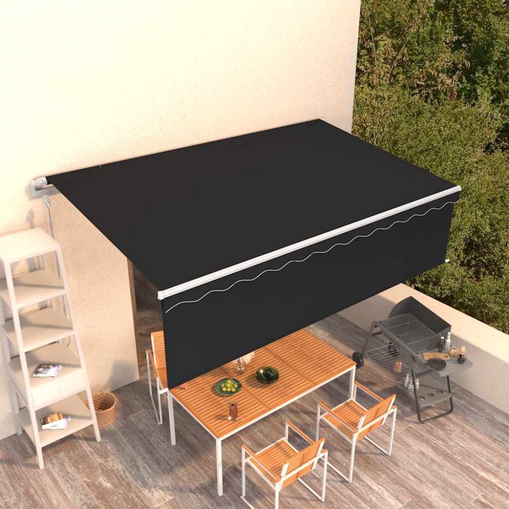 vidaXL Automatiserad markis med rullgardin 5x3m antracit