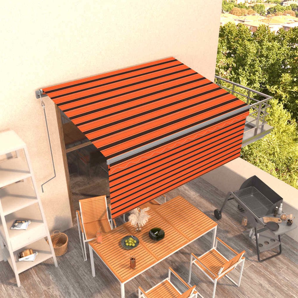 vidaXL Automatisk infällbar markis rullgardin 3,5x2,5m orange och brun