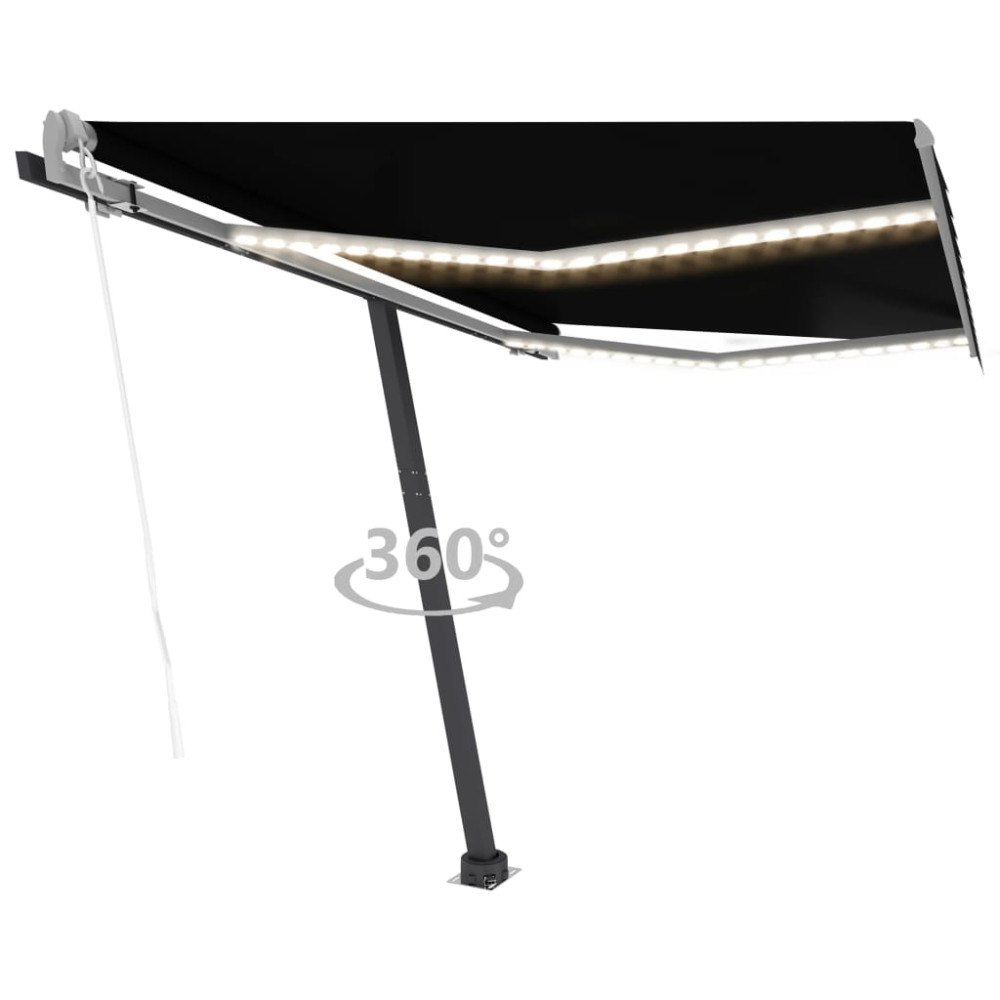 vidaXL Automatisk markis med vindsensor & LED 300x250 cm antracit