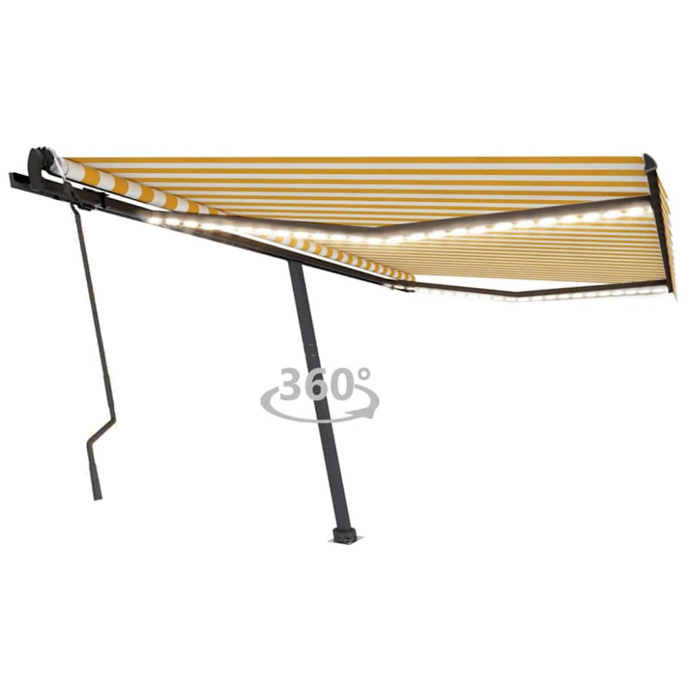 vidaXL Manuell markis med solcellsdriven LED-belysning 4 x 3 m