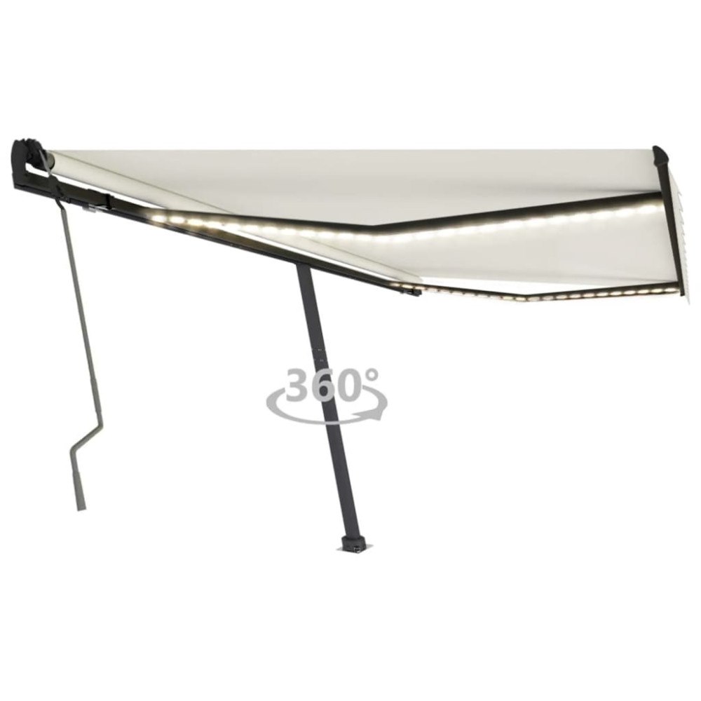 vidaXL Manuell markis med solcellsdriven LED-belysning 4 x 3,5 m