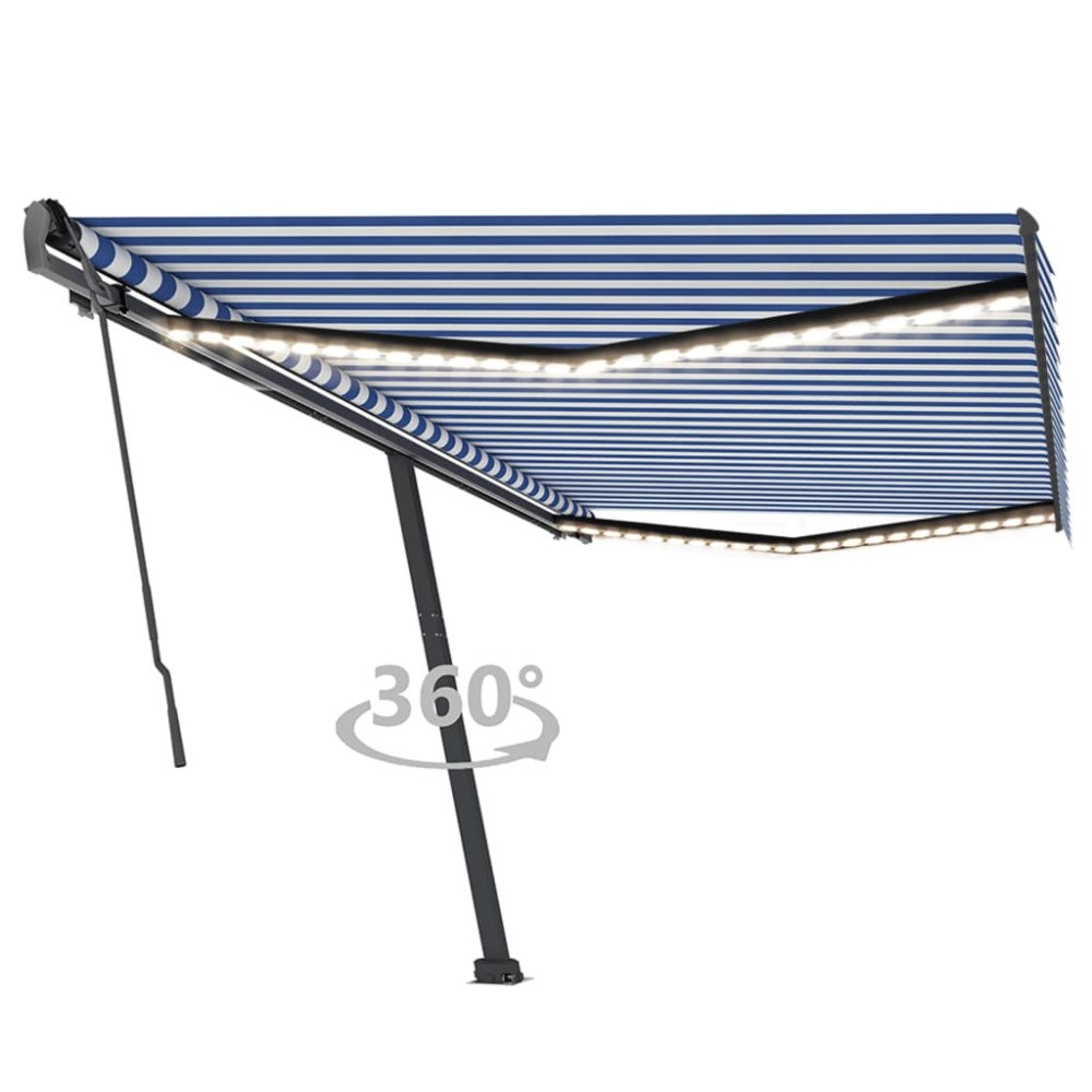 vidaXL Manuell markis med solcellsdriven LED-belysning 5 x 3,5 m
