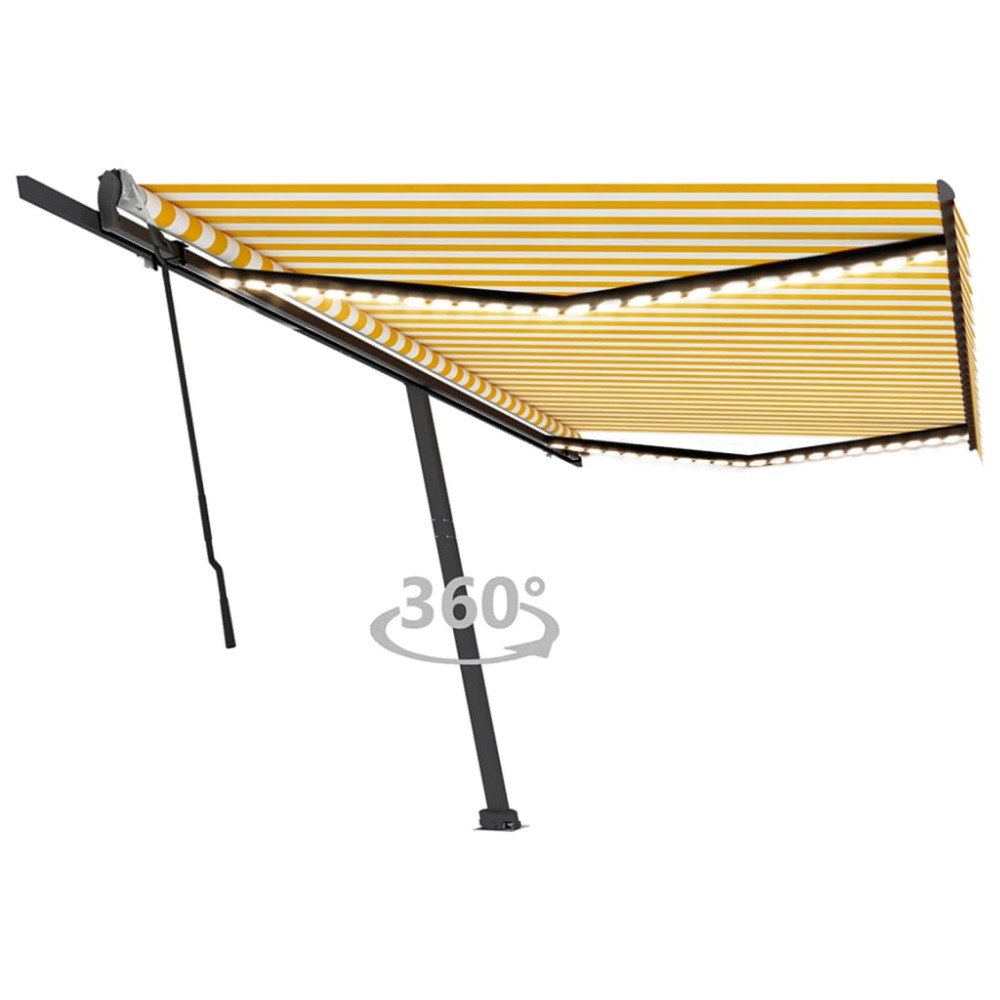 vidaXL Manuell markis med solcellsdriven LED-belysning 5 x 3,5 m