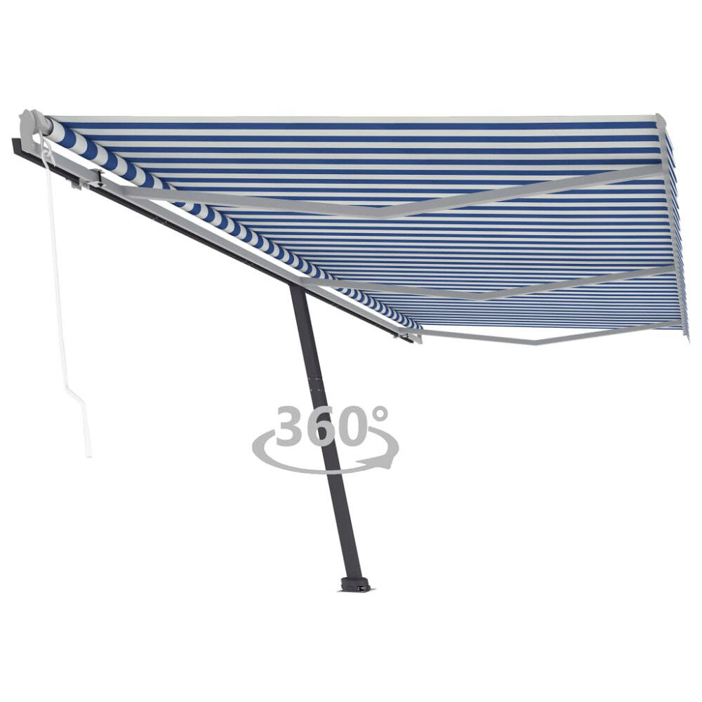 vidaXL Fristående automatisk markis 600x350 cm blå/vit