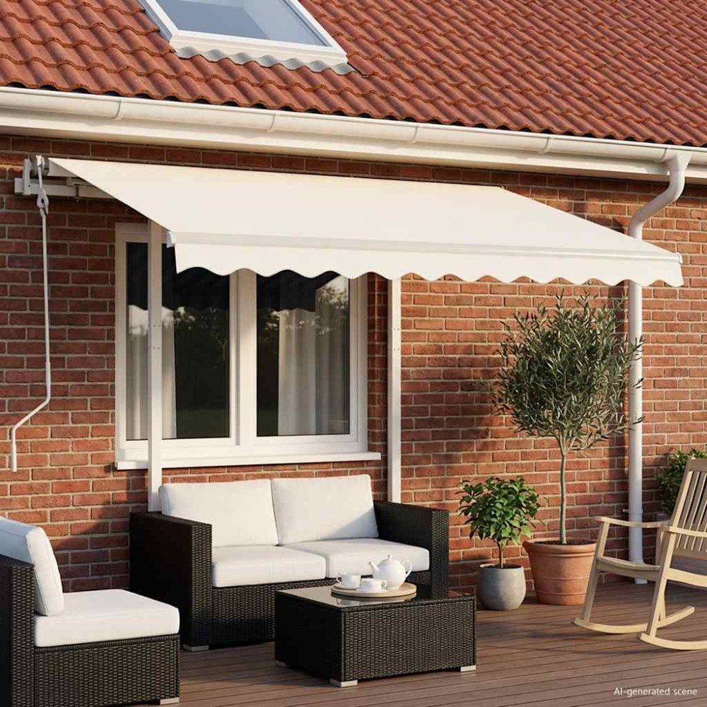 vidaXL Manuell markis med solcellsdriven LED-belysning 3,5 x 2,5 m