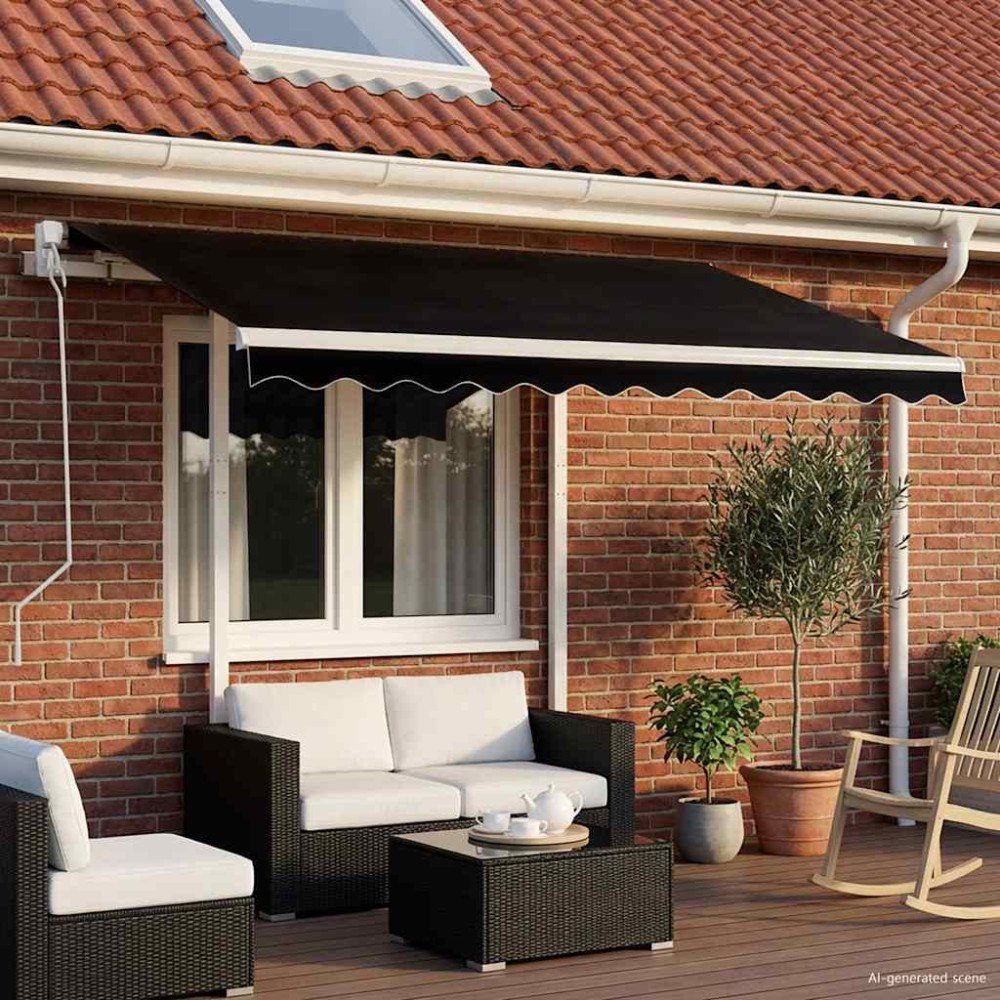 vidaXL Markis med stolpar automatiskt infällbar 3,5x2,5 m antracit