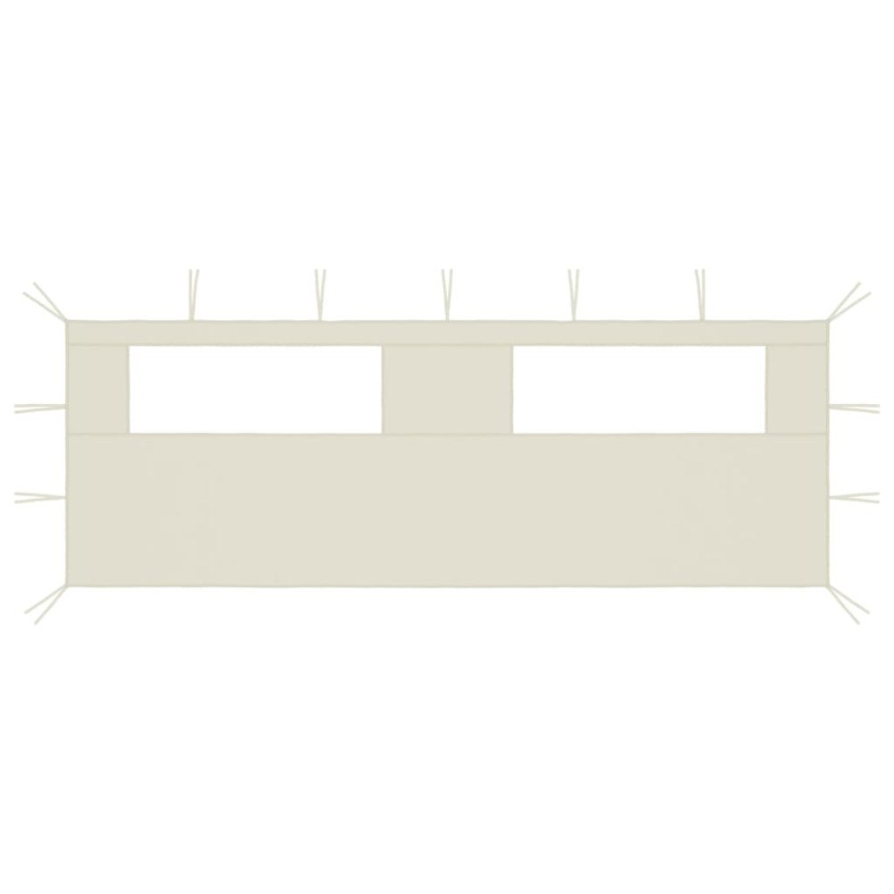 vidaXL Sidovägg med fönster till partytält 6x2 m gräddvit