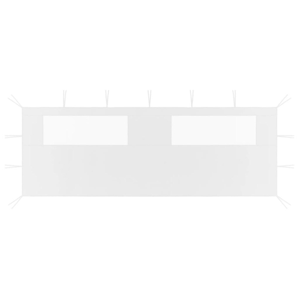 vidaXL Sidovägg med fönster till partytält 6x2 m vit