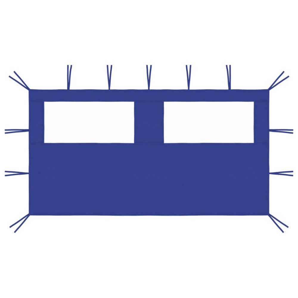 vidaXL Sidovägg med fönster till partytält 4x2 m blå