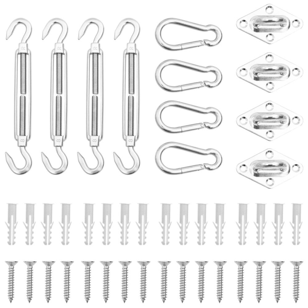 vidaXL Monteringssats för solsegel 12 delar rostfritt stål