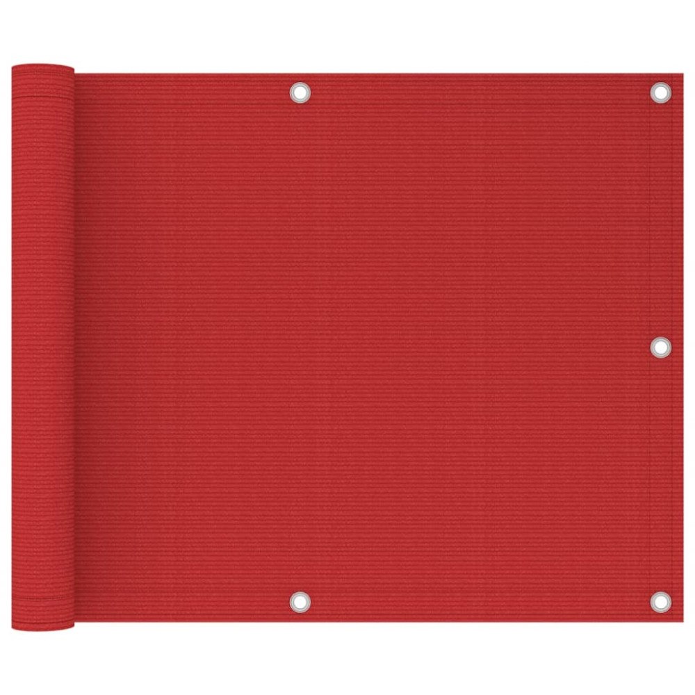 vidaXL Balkongskärm röd 75x300 cm HDPE