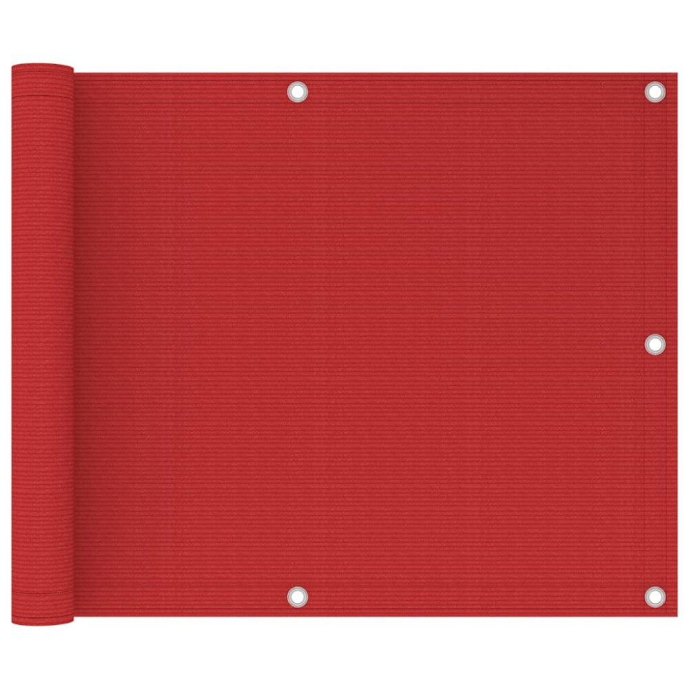 vidaXL Balkongskärm röd 75x300 cm HDPE