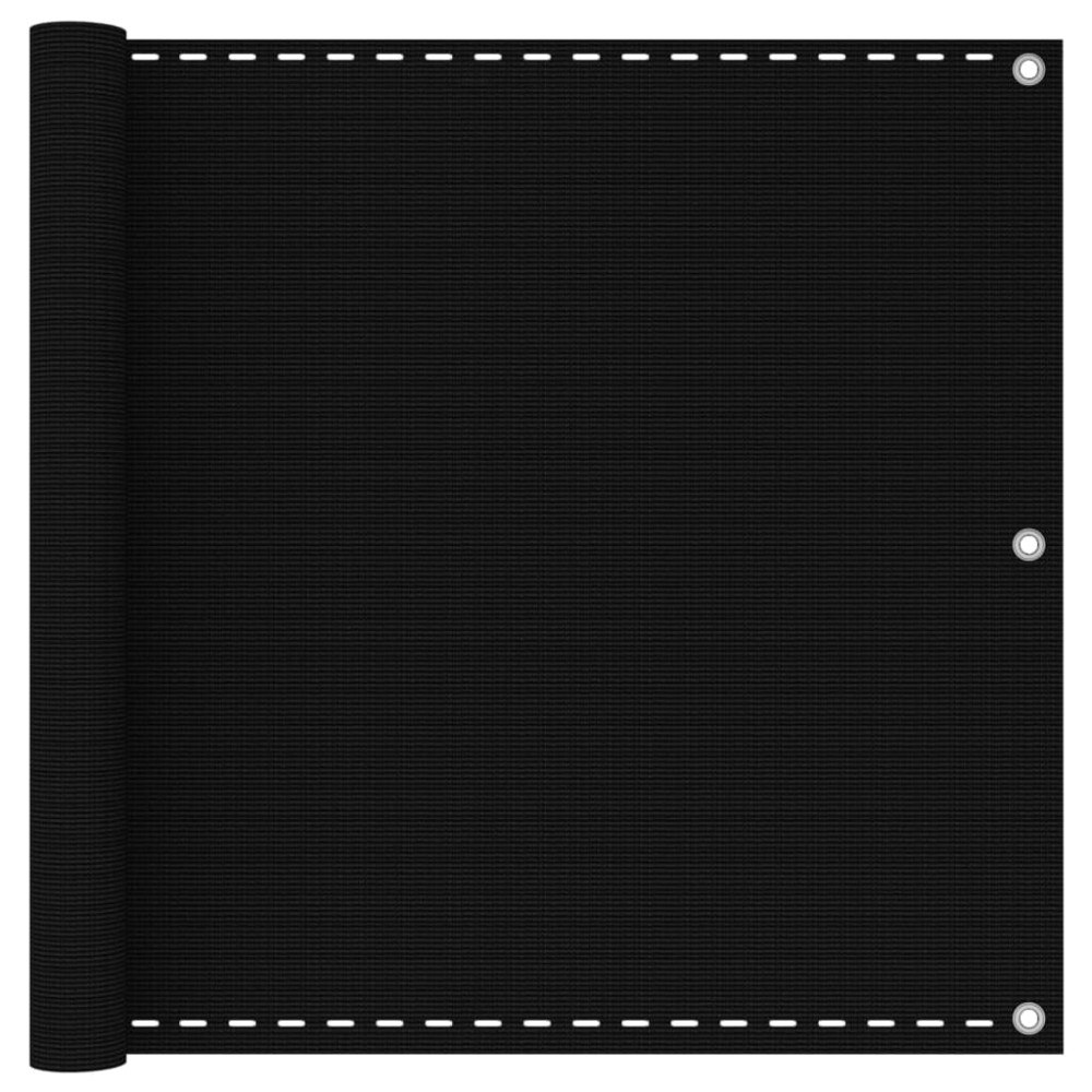 vidaXL Balkongskärm svart 90x600 cm HDPE