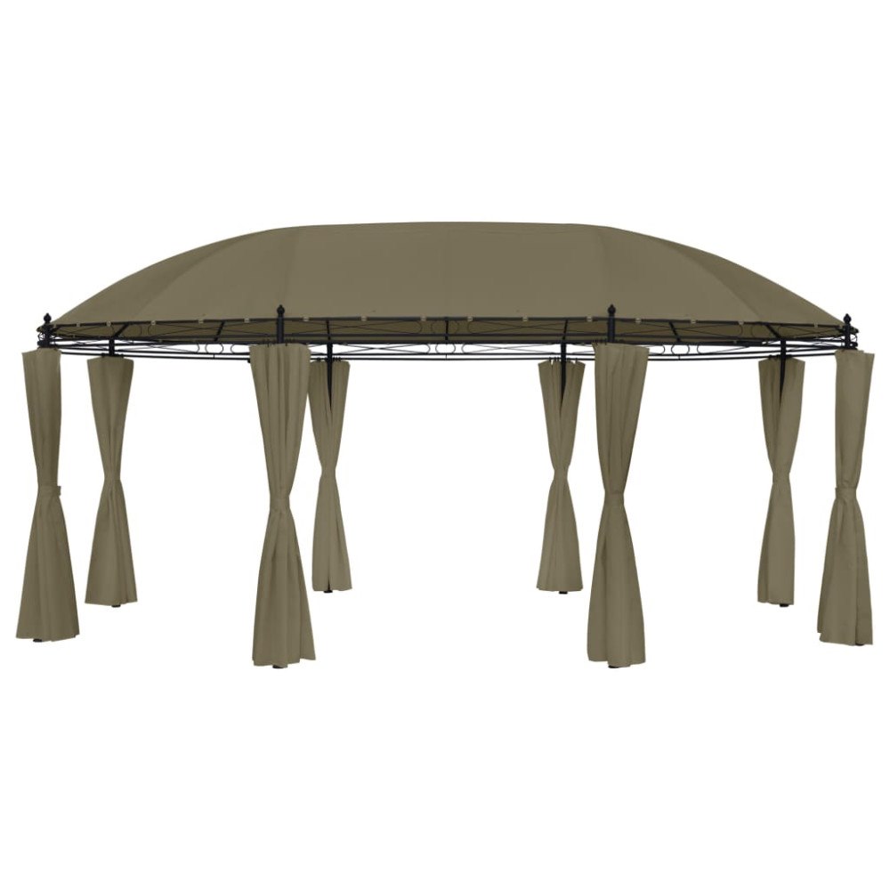 vidaXL Paviljong med draperier 520x349x255 cm taupe 180 g/m²