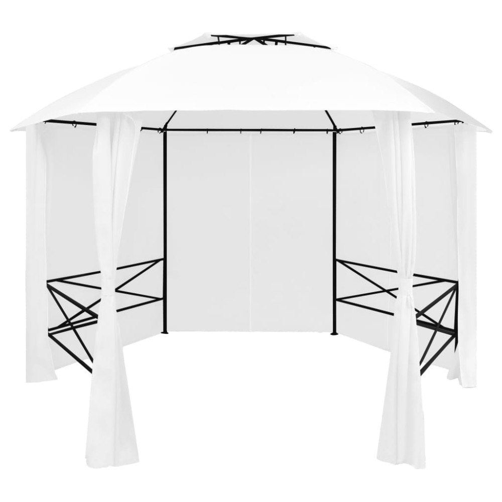 vidaXL Paviljong med draperier 360x312x265 cm vit 180 g/m²
