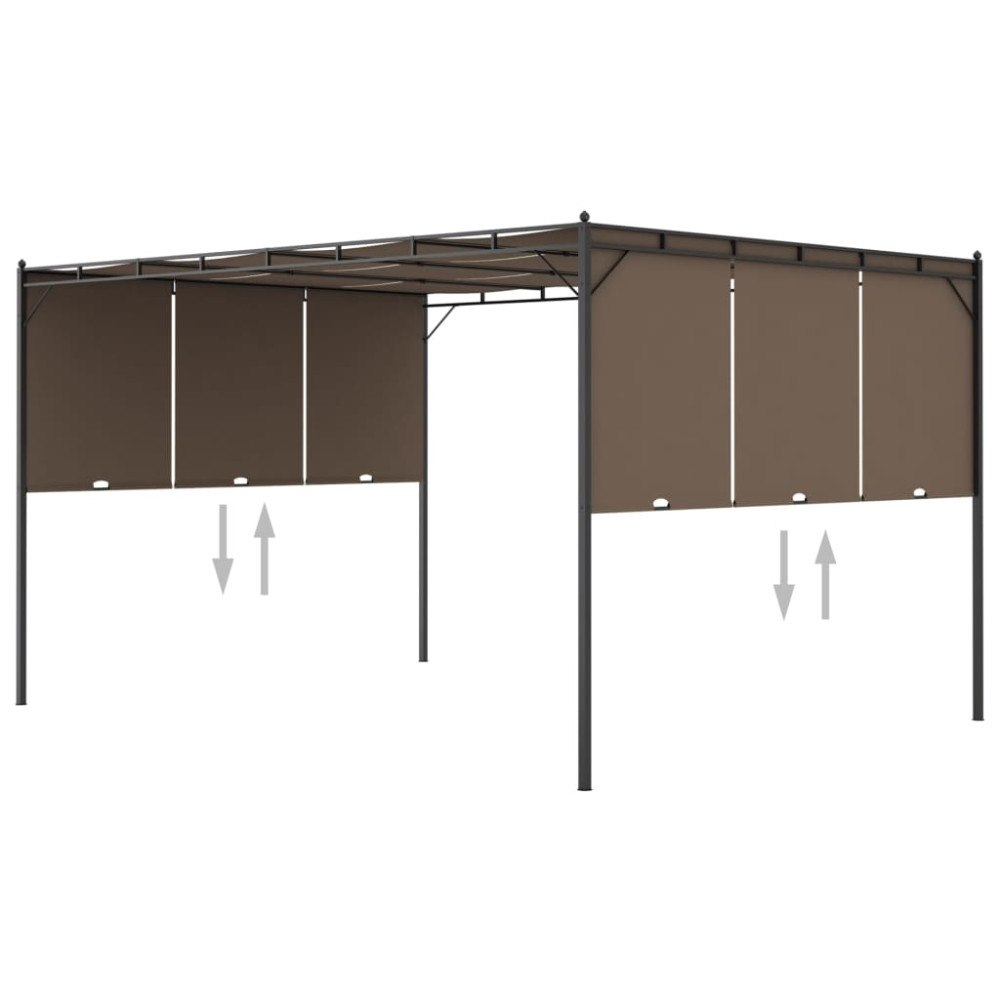 vidaXL Trädgårdspaviljong med draperier 4x3x2,25 m taupe