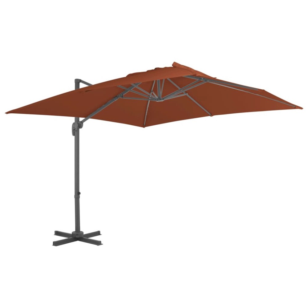 vidaXL Fribärande trädgårdsparasoll med aluminiumstång terrakotta 400x300 cm