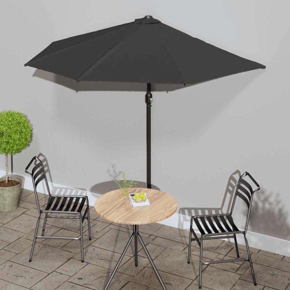 vidaXL Balkongparasoll med aluminiumstång svart 270x144x222 cm halvt