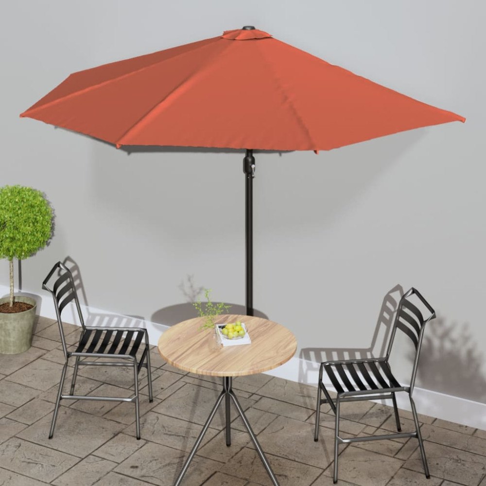vidaXL Balkongparasoll aluminiumstång terrakotta 300x155x223 cm halv