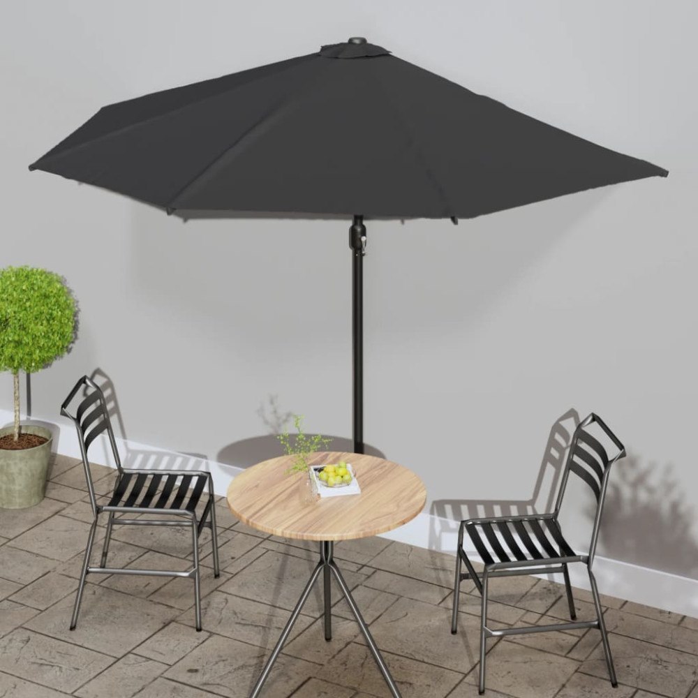 vidaXL Balkongparasoll med aluminiumstång svart 300x155x223 cm halvt