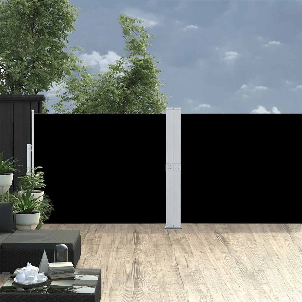 vidaXL Infällbar sidomarkis 140x1200 cm svart