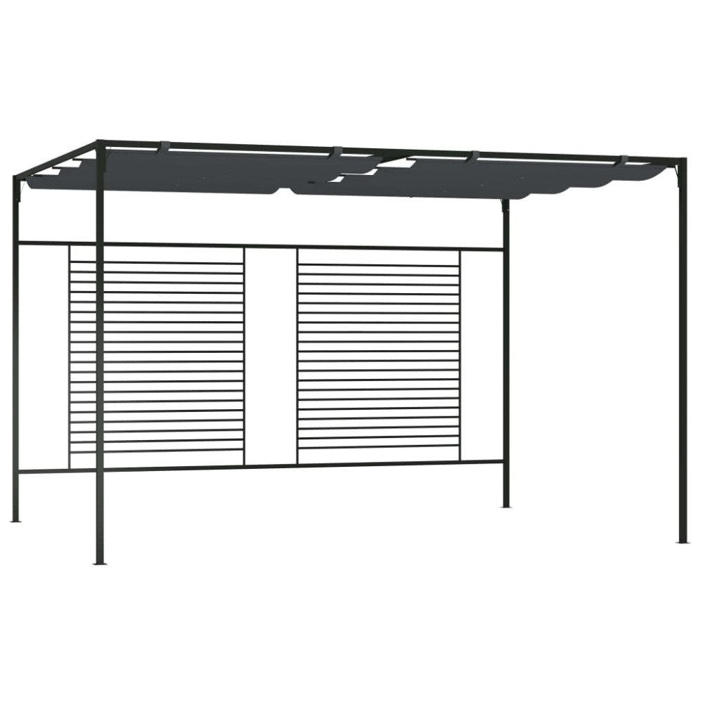 vidaXL Paviljong med infällbart tak 4x3x2,3 m antracit 180 g/m²