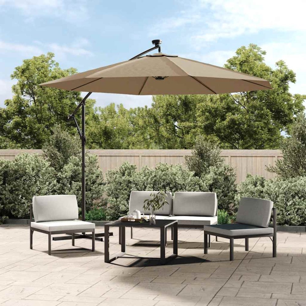 vidaXL Ersättningstyg för fribärande parasoll taupe 350 cm