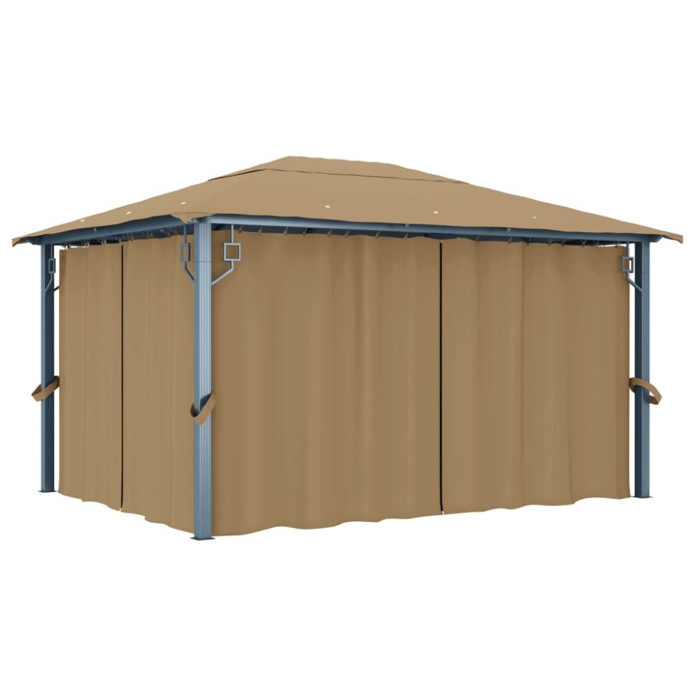 vidaXL Paviljong med draperier 400x300 cm taupe aluminium
