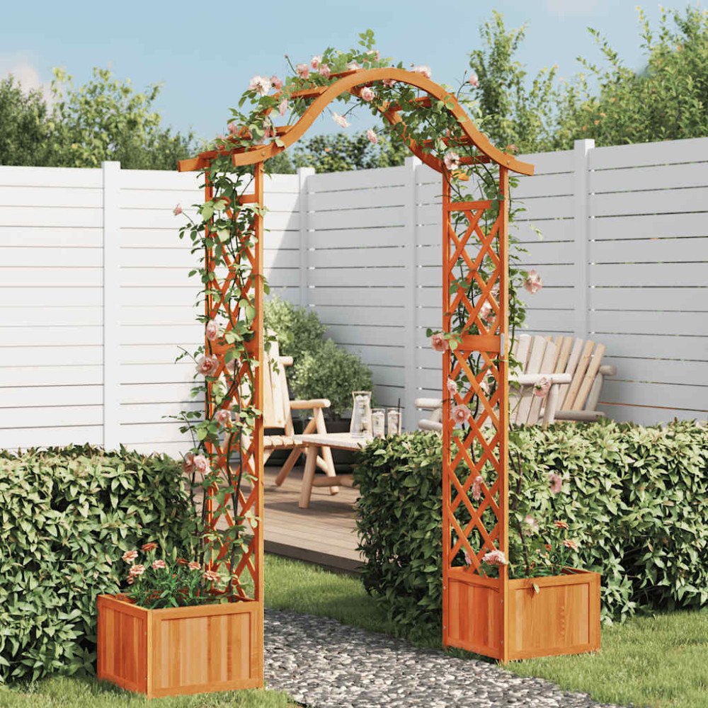 vidaXL Pergola med odlingslåda massivt granträ