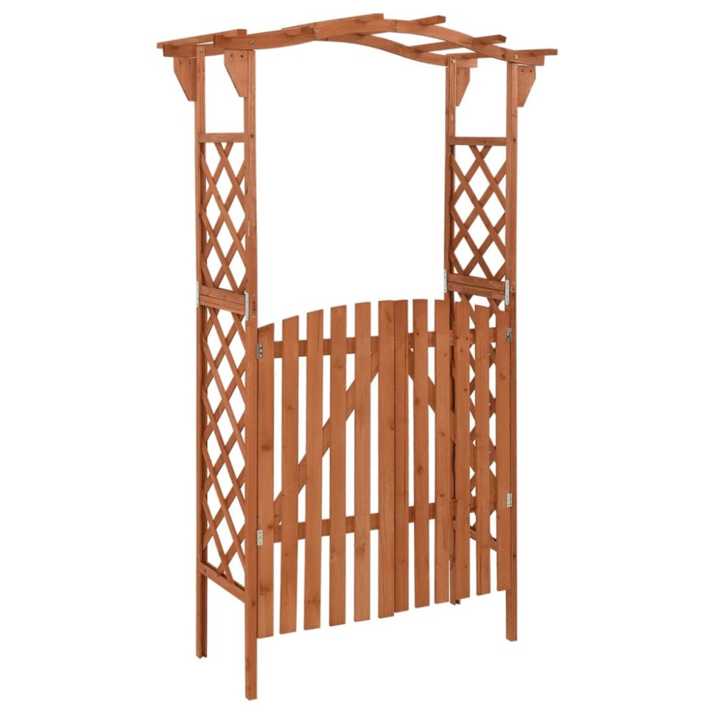 vidaXL Pergola med grind 116x40x204 cm massivt granträ