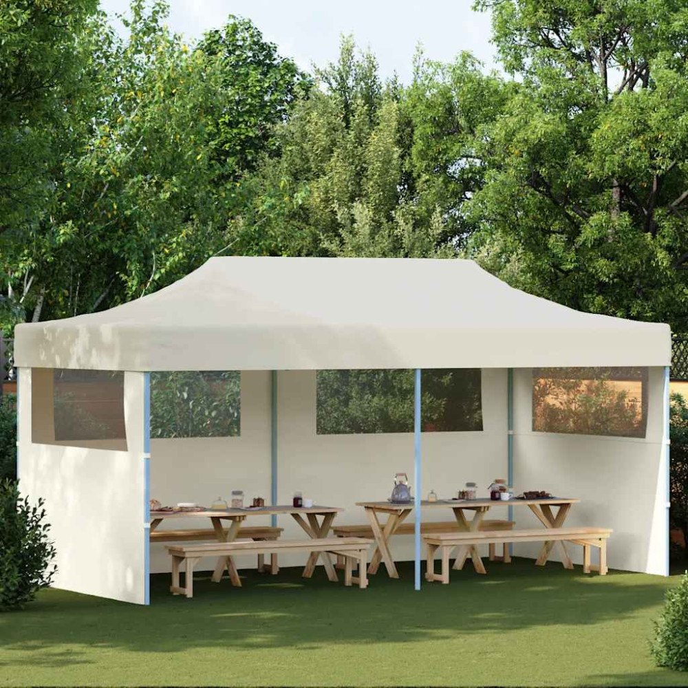 vidaXL Partytält hopfällbart 3 x 6 m gräddvit