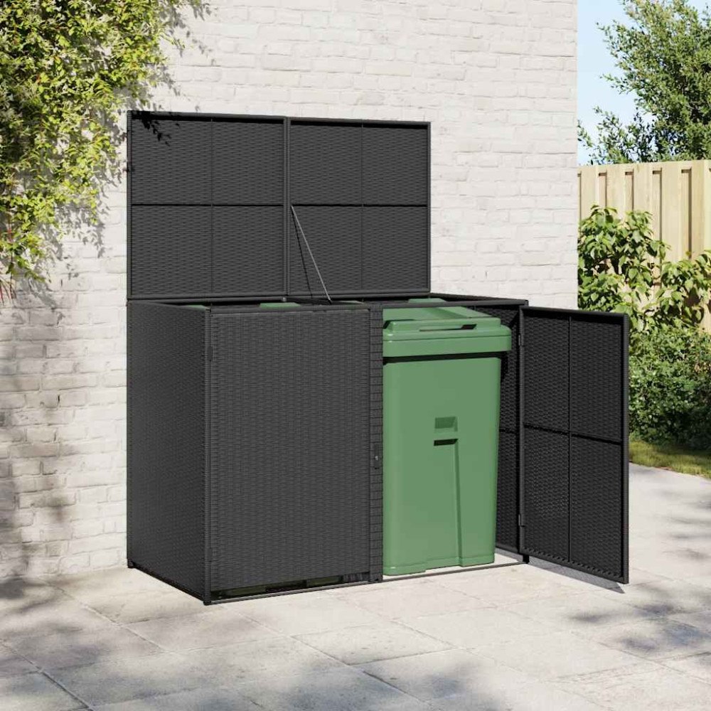 vidaXL Skjul för 2 soptunnor konstrotting 148x80x111 cm svart