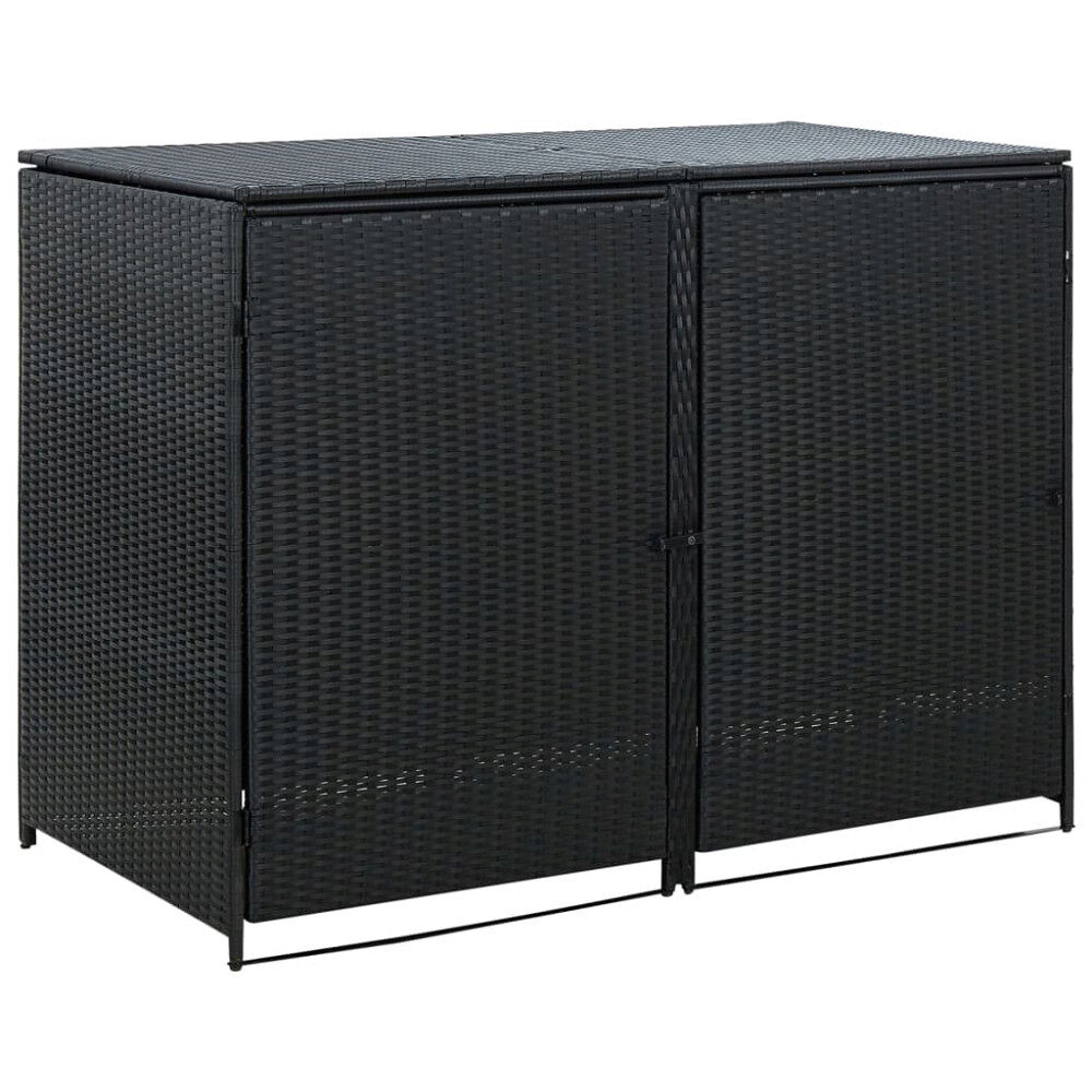 vidaXL Skjul för 2 soptunnor konstrotting 148x80x111 cm svart
