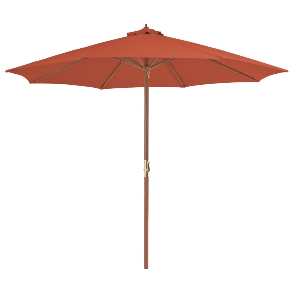 vidaXL Trädgårdsparasoll med trästång 300 cm terrakotta