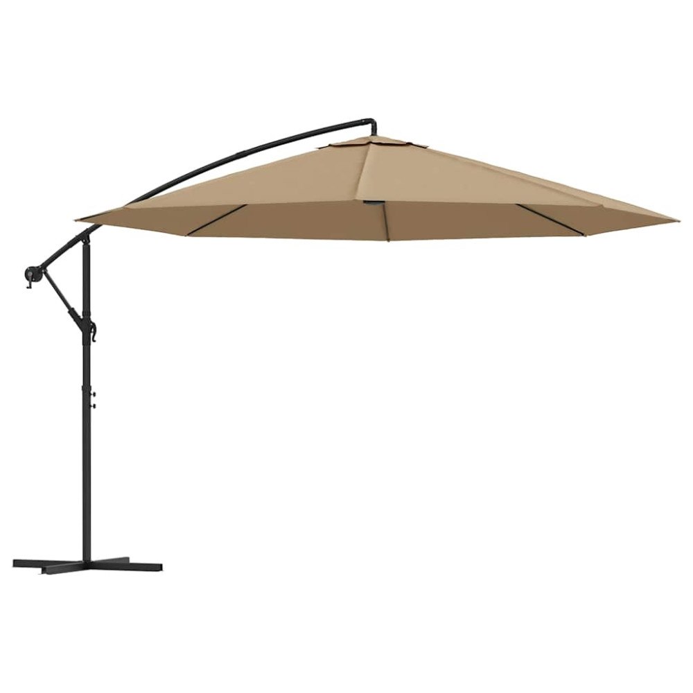 vidaXL Frihängande trädgårdsparasoll med stålstång 350 cm taupe