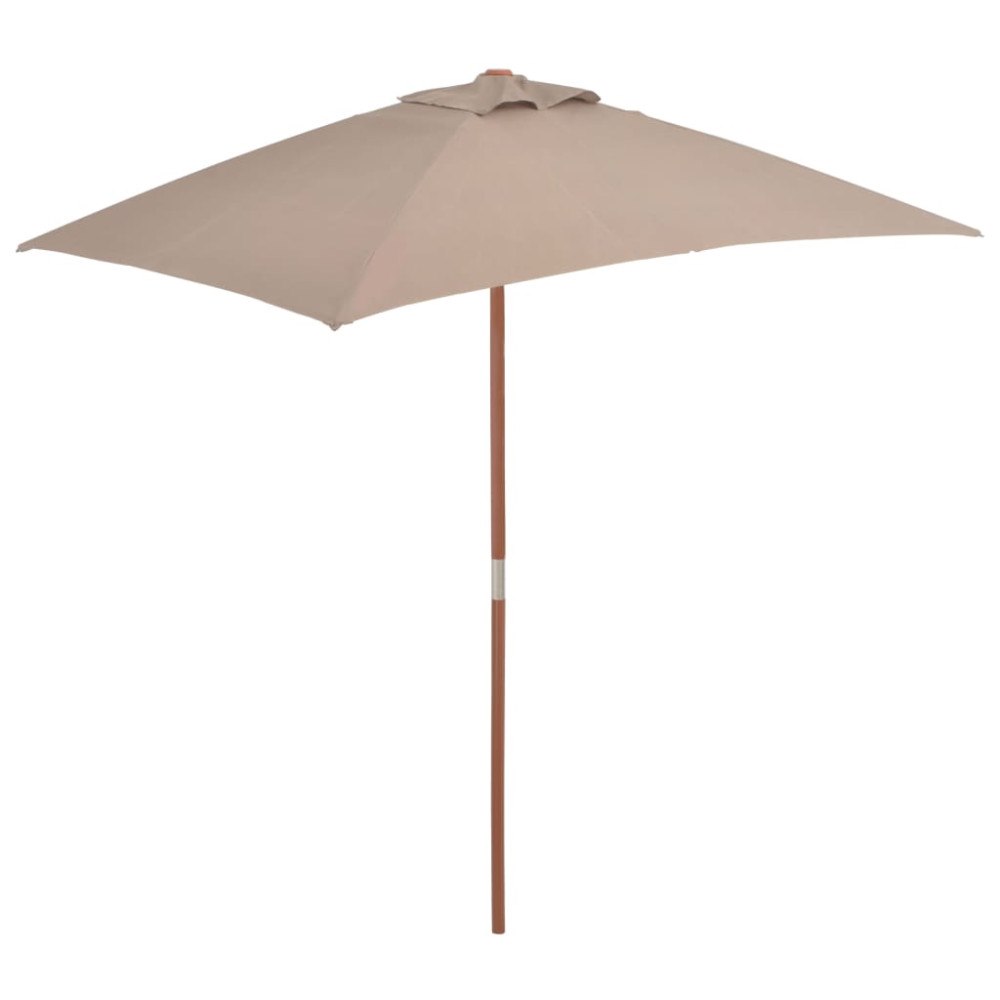 vidaXL Trädgårdsparasoll med trästång 150x200 cm taupe