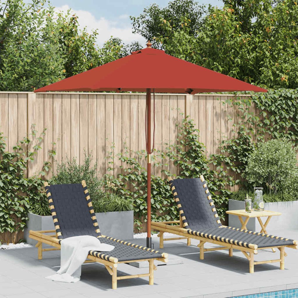 vidaXL Trädgårdsparasoll med trästång 150x200 cm terrakotta