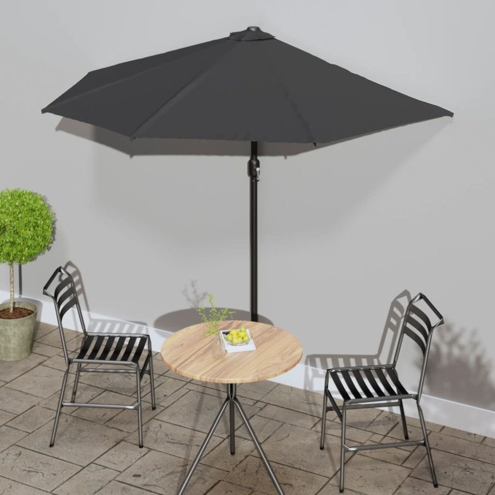 vidaXL Balkongparasoll m. aluminiumstolpe antracit 270x144 cm halvrunt