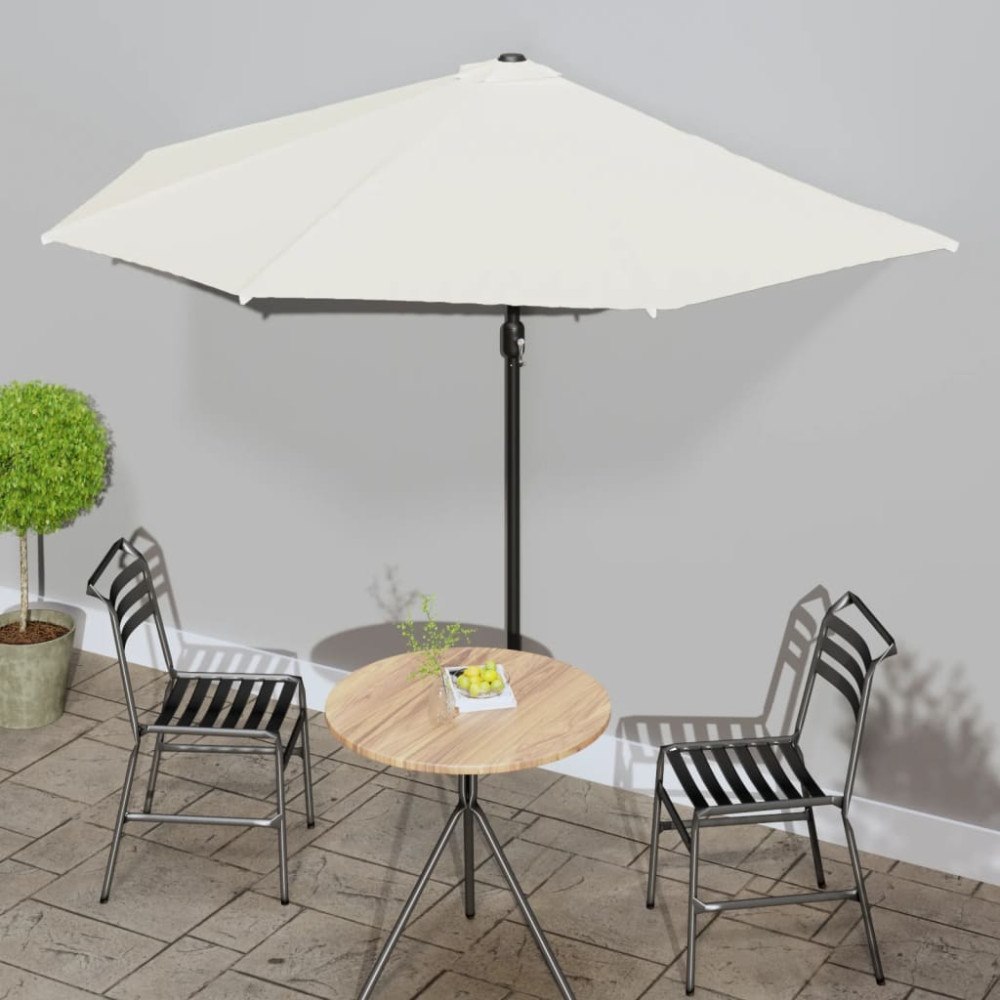 vidaXL Balkongparasoll med aluminiumstolpe sand 300x155 cm halvrunt