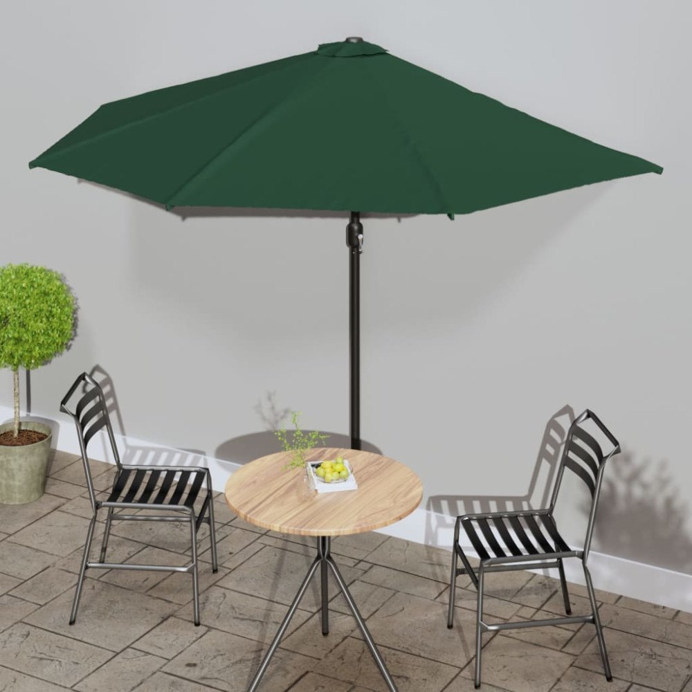 vidaXL Balkongparasoll med aluminiumstolpe grön 300x155 cm halvrunt